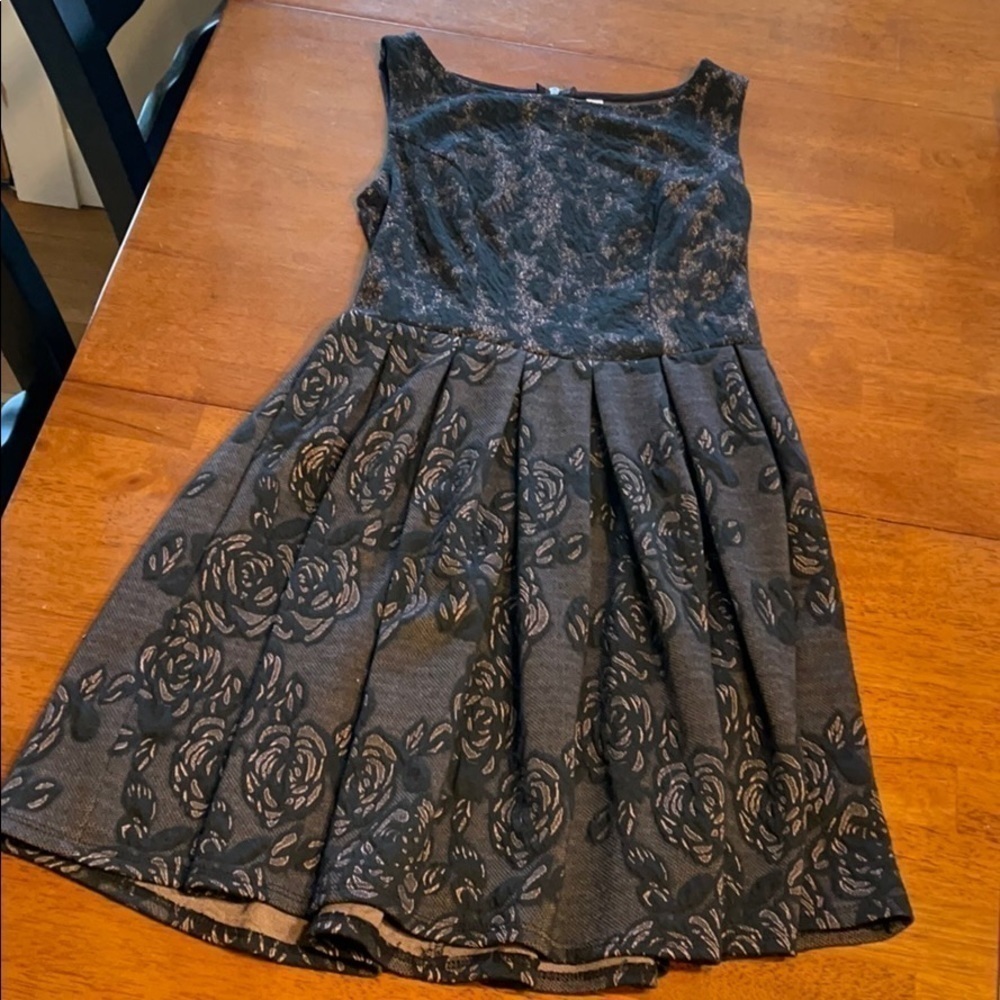 Sleeveless black pink dress roses zip back size S jacquard - Picture 10 of 10